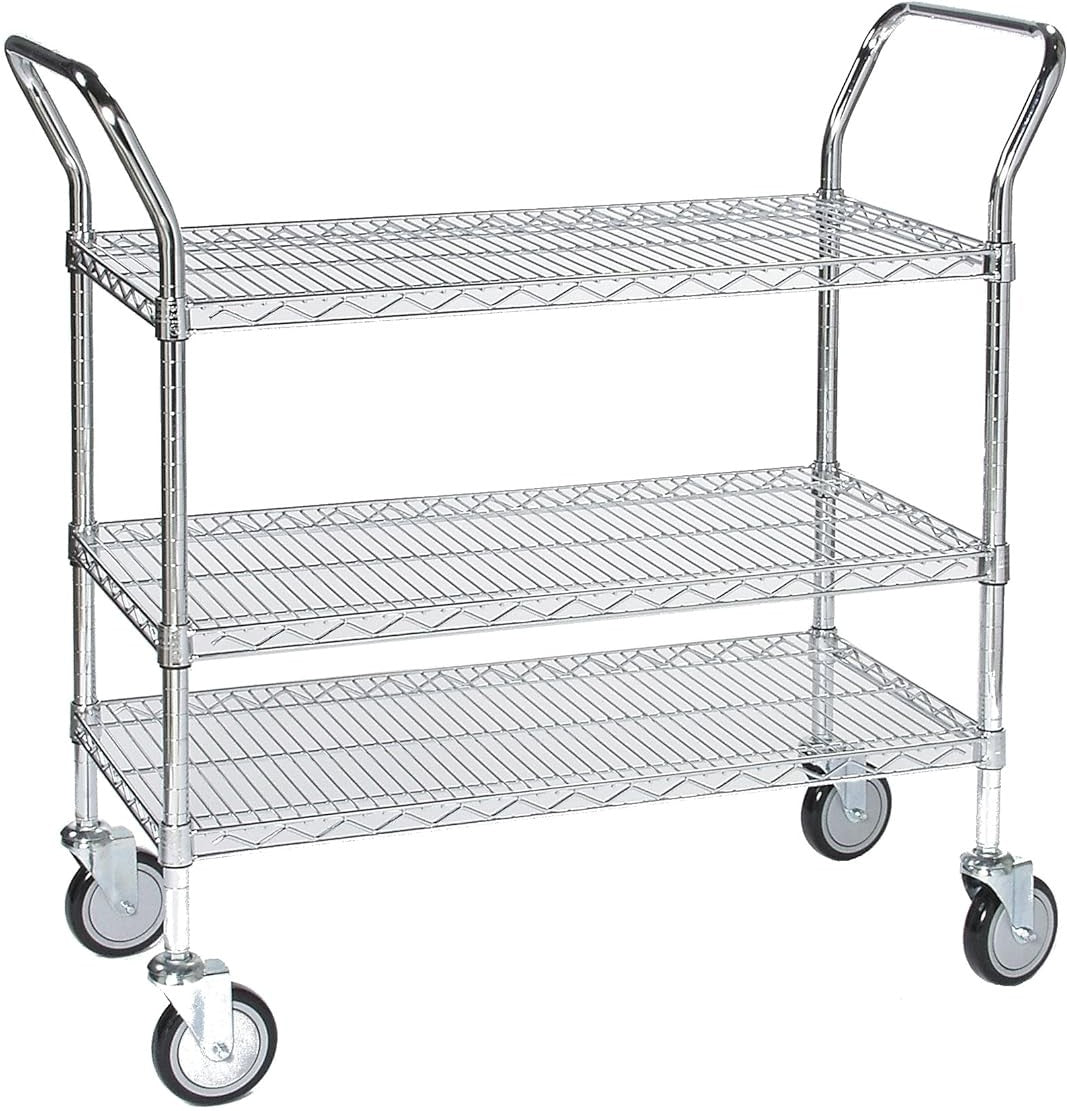 Tarrison - 48" x 18" x 38" 3-Tier Utility Cart with Chrome Finish - UC18483C