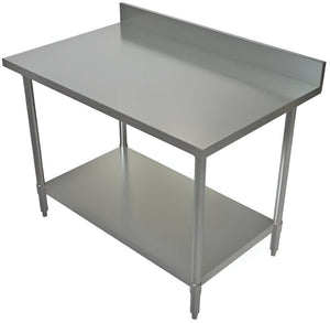 Tarrison - 48" x 30" Work Table with Galvanized Steel Undershelf & 4" Backsplash - WT4BS-3048