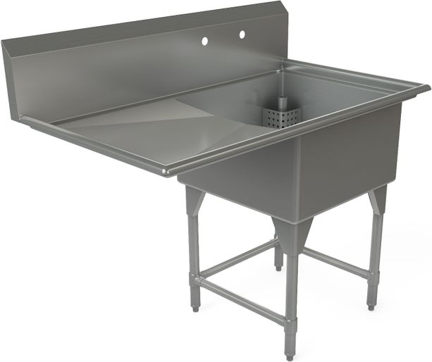 Tarrison - 51" 16 Gauge One Compartment Sink with Left Drainboards - TA-CDS124L16-KIT