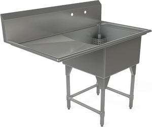 Tarrison - 51" 18 Gauge One Compartment Sink with Left Drainboards - TA-CDS124L-KIT