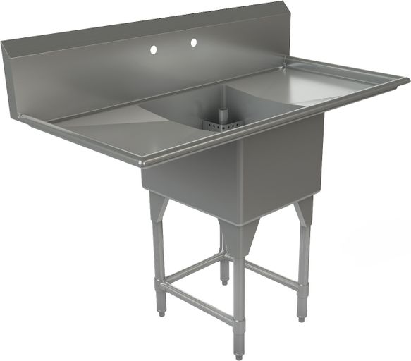 Tarrison - 54" 18 Gauge One Compartment Sink With 2 Left & Right Drainboards - TA-CDS118LR-KIT