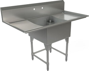 Tarrison - 60" 16 Gauge One Compartment Sink with Both Side Drainboards - TA-CDS124LR16-KIT