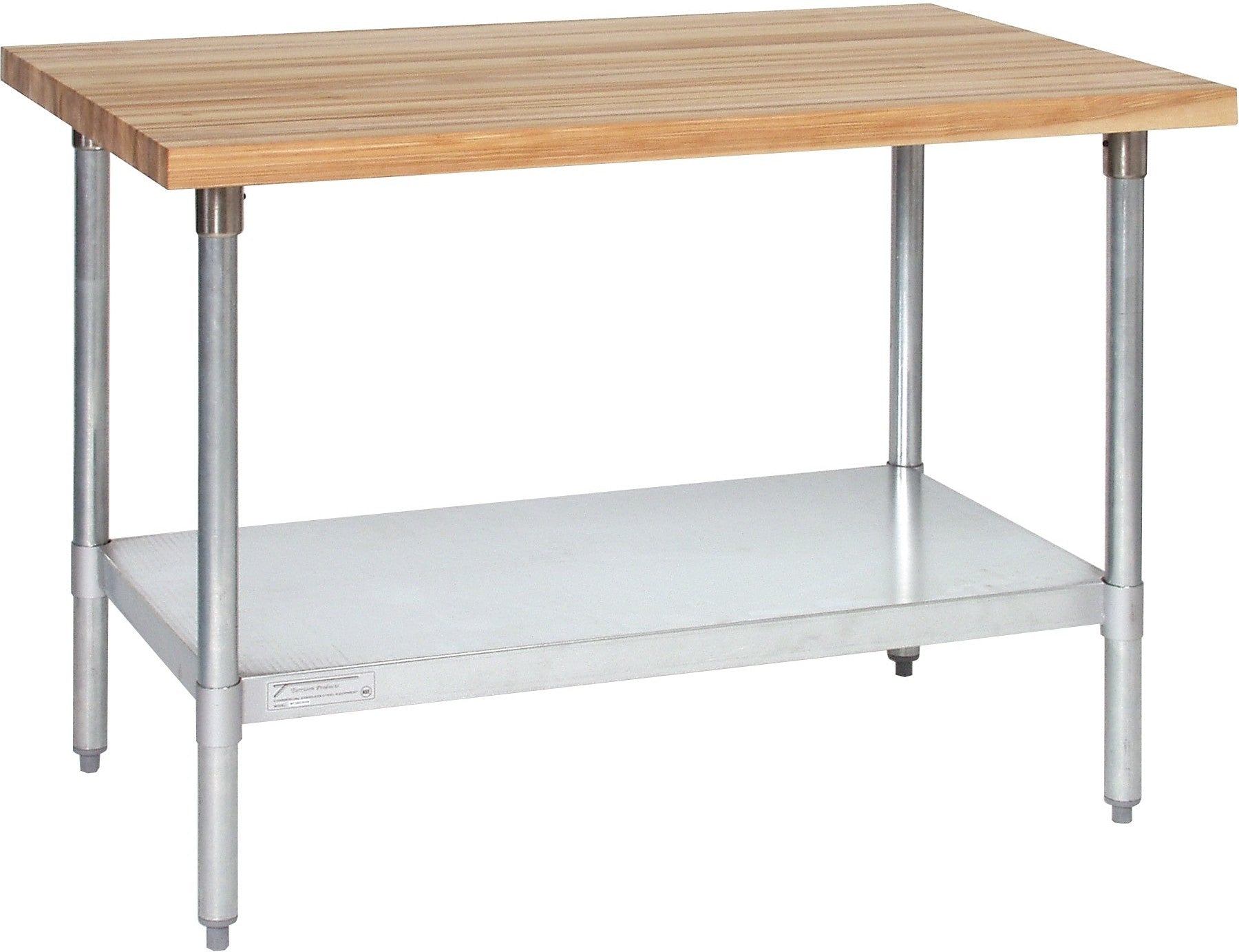 Tarrison - 60" x 24" Butcher Block Top Work Table with Galvanized Undershelf - HTS-2460G