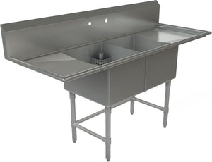 Tarrison - 72" 16 Gauge Two Compartment Sink with Left and Right Drainboard - TA-CDS218LR16-KIT