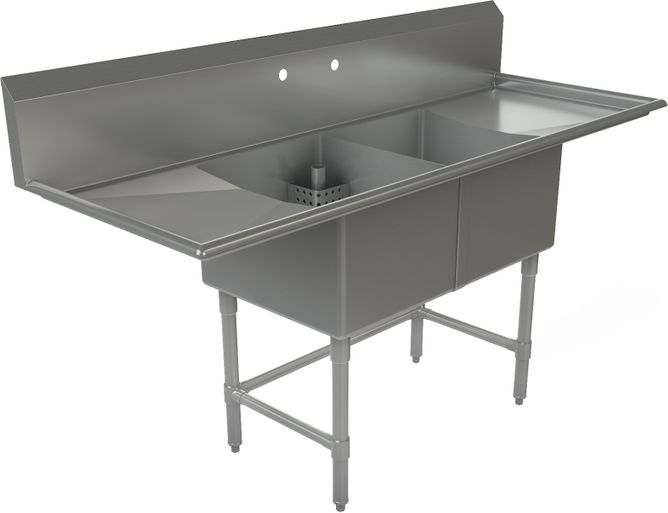 Tarrison - 72" 18 Gauge Two Compartment Sink with Left and Right Drainboard - TA-CDS218LR-KIT