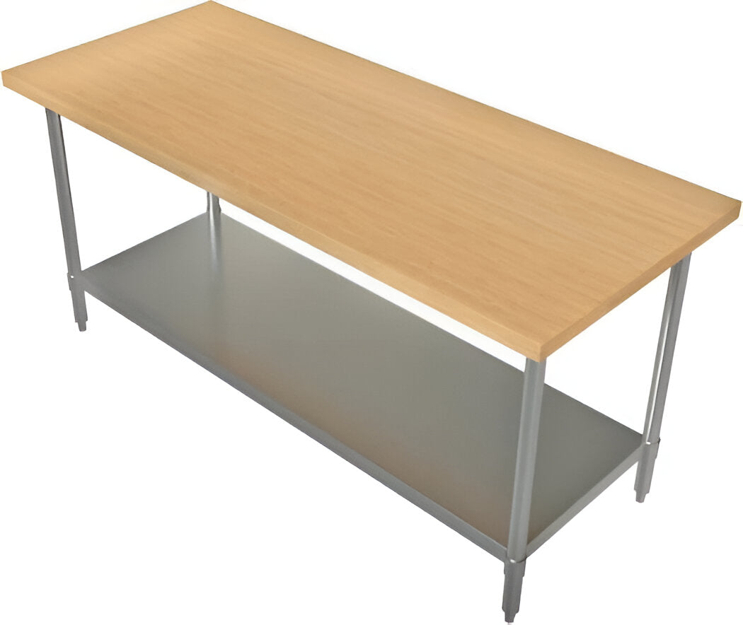 Tarrison - 72" x 24" Butcher Block Top Work Table with Galvanized Undershelf - HTS-2472G