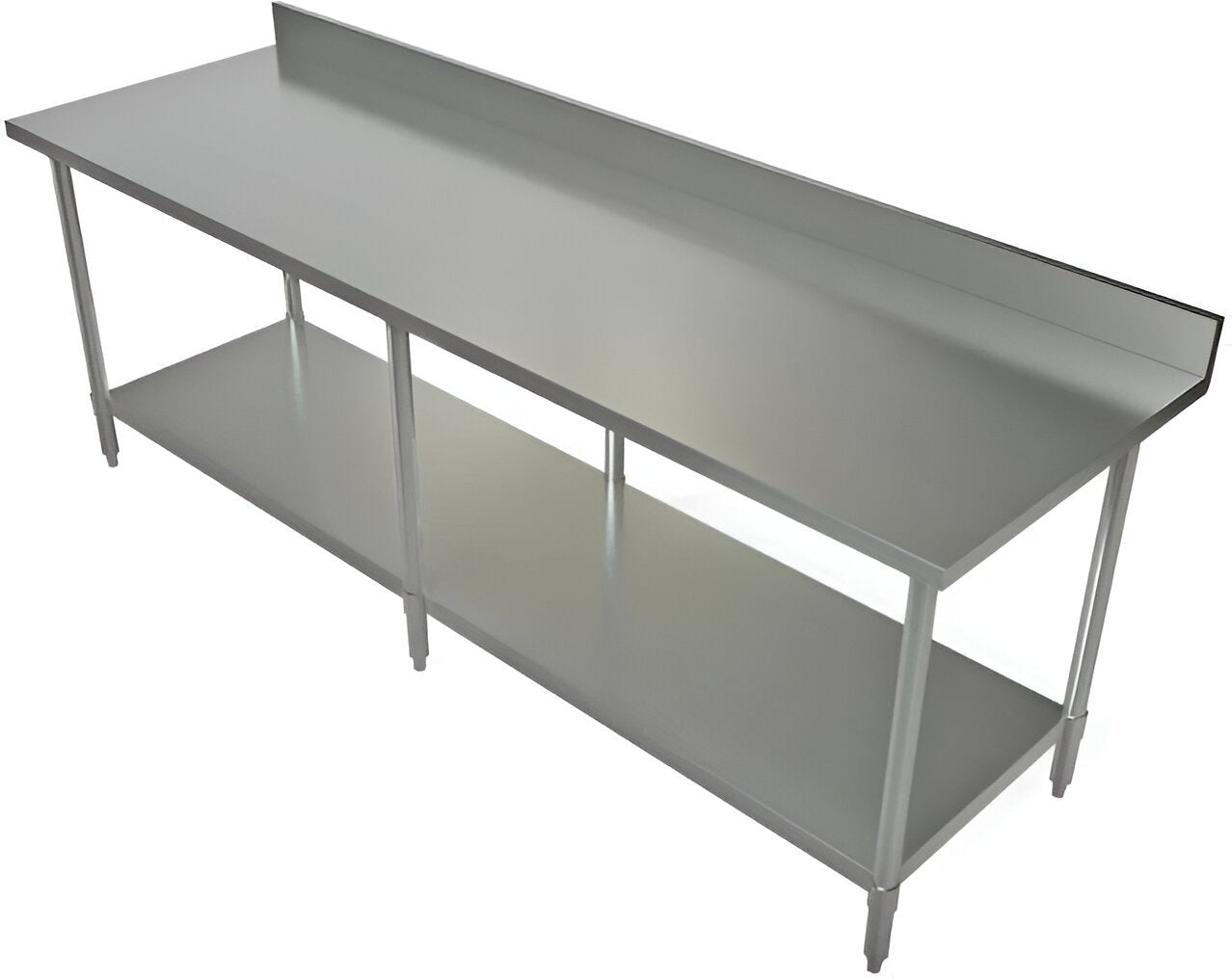 Tarrison - 84" x 24" Work Table with Stainless Steel Undershelf & 4" Backsplash - SWT4B-2484