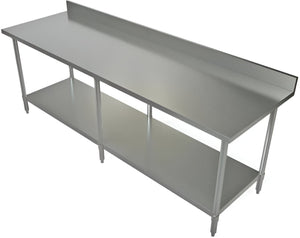 Tarrison - 84" x 30" Work Table with Galvanized Steel Undershelf & 4" Backsplash - WT4BS-3084