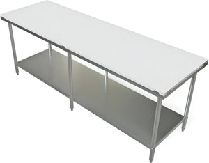 Tarrison - 84" x 30" x 35" Poly Top Work Table with Undershelf - PTS3084