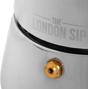 The London Sip - 10 Cup Black Stainless Steel Stovetop Espresso Coffee Maker - EM10B