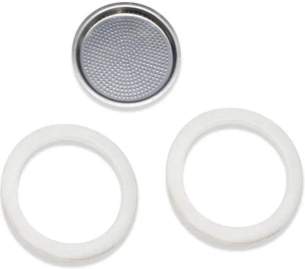 The London Sip - 10 Cup Espresso Maker Replacement Parts Set Includes: Rubber Gasket (2), Filter Plate (1) - EMPS10