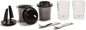 TooA - Kit 2 Grey Beakers, 2 Cup Holders and 2 Tea Spoons - KI-SC-0002