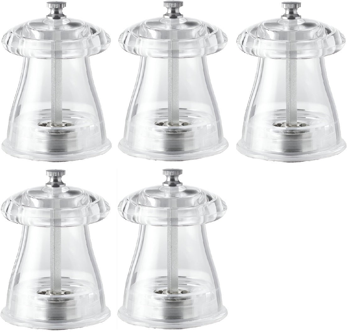 Tre Spade - 10 cm Acrylic Resin Crystal-Shaped Pepper Mill, Pack of 5- 43682