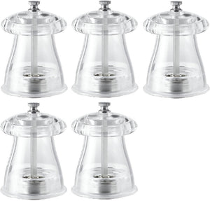 Tre Spade - 10 cm Acrylic Resin Crystal-Shaped Pepper Mill, Pack of 5- 43682