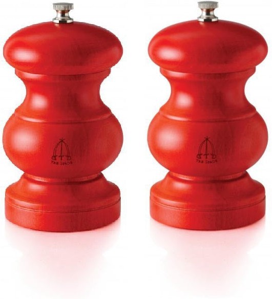 Tre Spade - 13 cm Red Seasoned Beech Wood Chili Grinder, Pack of 2 - 43697