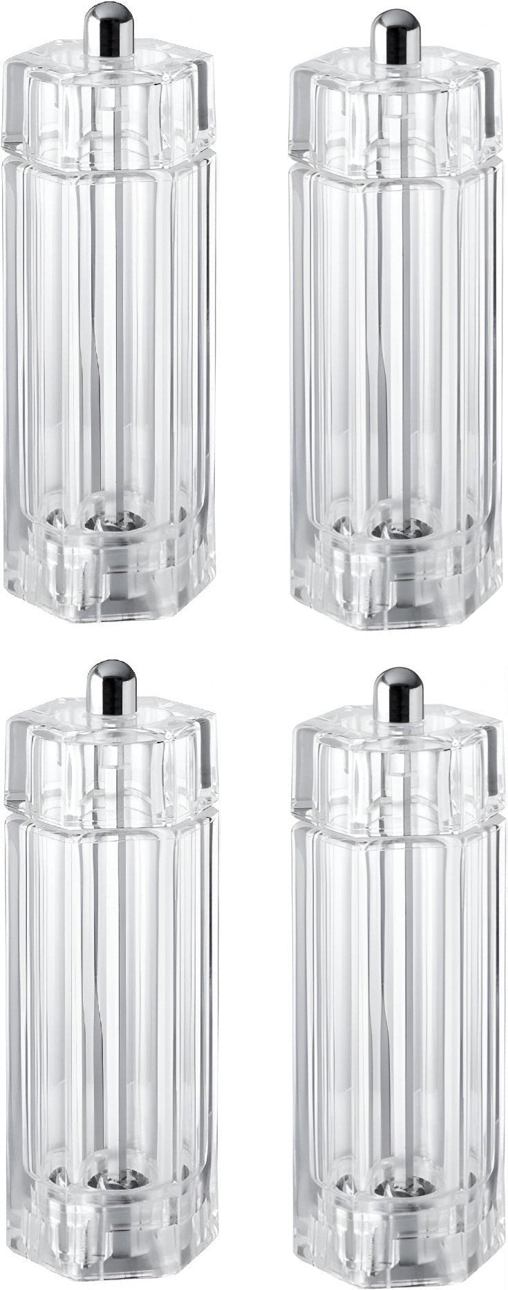 Tre Spade - 15 cm Acrylic Resin Diamond-Shaped Pepper Mill, Pack of 4 - 43683