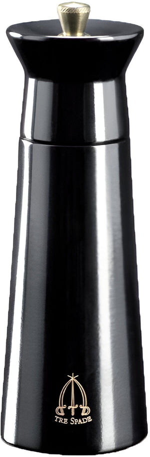 Tre Spade - 15 cm Black Beech Wood Pepper Mill, Pack of 4 - 43690