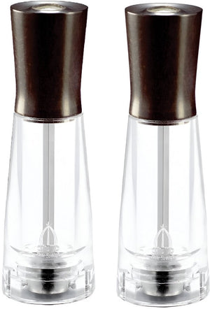 Tre Spade - 15 cm Dark Beech Wood & Acrylic Resin Base Pepper Mill, Pack of 2 - 43670