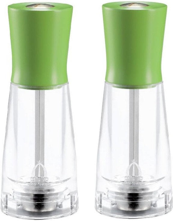 Tre Spade - 15 cm Green Beech Wood & Acrylic Resin Base Pepper Mill, Pack of 2 - 43671