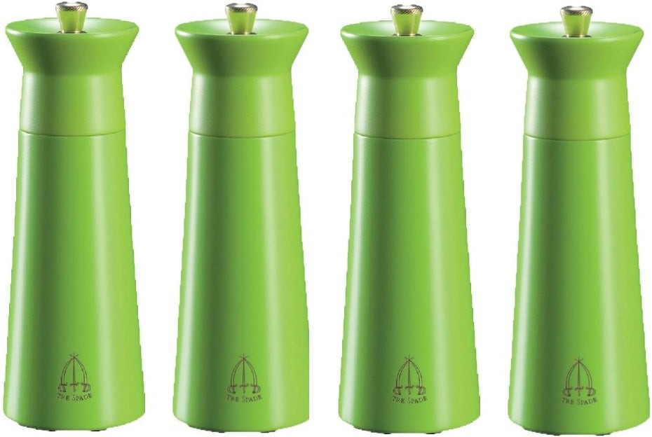 Tre Spade - 15 cm Green Beech Wood Pepper Mill, Pack of 4 - 43688