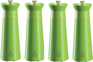 Tre Spade - 15 cm Green Beech Wood Pepper Mill, Pack of 4 - 43688