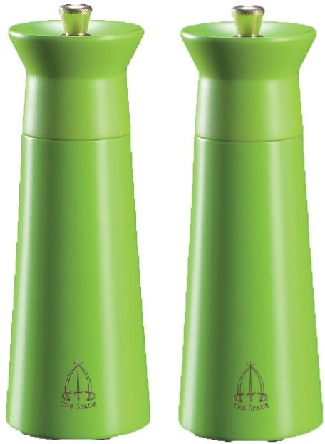 Tre Spade - 15 cm Green Beech Wood Salt Mill, Pack of 2 - 43707