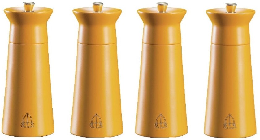 Tre Spade - 15 cm Orange Beech Wood Pepper Mill, Pack of 4 - 43689