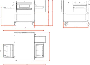 Trento - Stainless Steel Ventilated Tunnel Conveyor Oven and Stainless Steel Stand with Wheels - CE-IT-0500