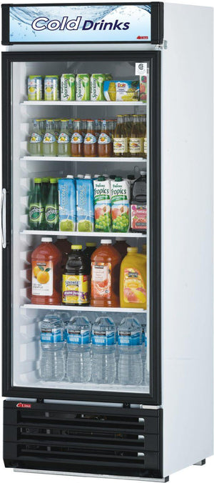 Turbo Air - 28.75" White Refrigerated Glass Door Merchandiser with LED Lighting and Advertising Panel - TGM-22RVW-N6