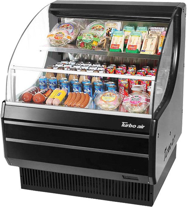 Turbo Air - 28" Commercial Low-Profile Black Horizontal Open Air Display Merchandiser - TOM-30LB-N