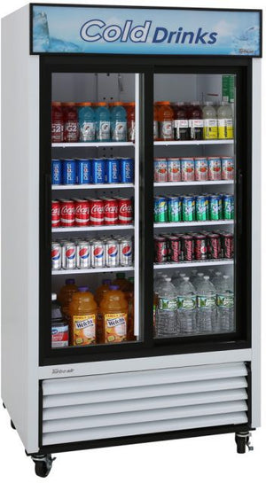 Turbo Air - 41.3" White Refrigerated with 2 Sliding Glass Door Merchandiser - TGM-35R-N