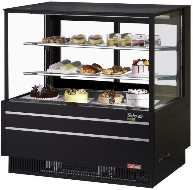 Turbo Air - 48" Black European Straight Front Flat Glass Refrigerated Bakery Display Case - TCGB-48UF-B-N