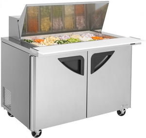 Turbo Air - 48" Mega Top Dual Sided Refrigerated Sandwich Prep Table with 2 Doors - TST-48SD-18-N