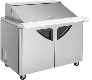 Turbo Air - 48" Mega Top Dual Sided Refrigerated Sandwich Prep Table with 2 Doors - TST-48SD-18-N