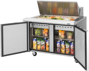 Turbo Air - 48" Mega Top Dual Sided Refrigerated Sandwich Prep Table with 2 Doors - TST-48SD-18-N