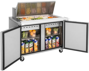 Turbo Air - 48" Mega Top Dual Sided Refrigerated Sandwich Prep Table with 2 Doors - TST-48SD-18-N