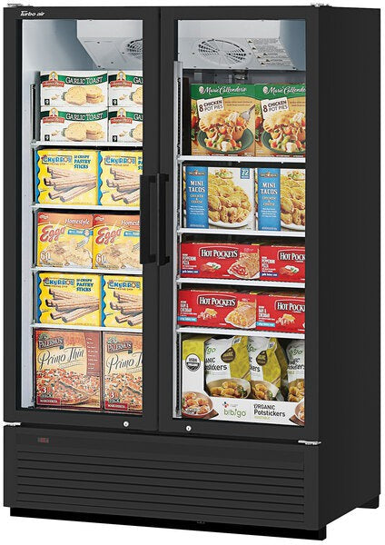 Turbo Air - 51.8" Heavy Duty Black 2 Swing Glass Merchandiser Door Freezer - TGF-47SDHB-N