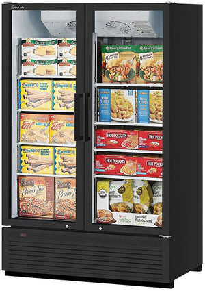 Turbo Air - 51.8" Heavy Duty Black 2 Swing Glass Merchandiser Door Freezer - TGF-47SDHB-N