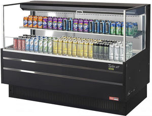 Turbo Air - 59" Black Horizontal Refrigerated Open Curtain Merchandiser with 1 Shelf - TOM-60L-UF-B-2S-N