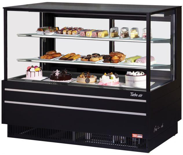 Turbo Air - 60" Black European Straight Front Flat Glass Refrigerated Bakery Display Case - TCGB-60UF-B-N