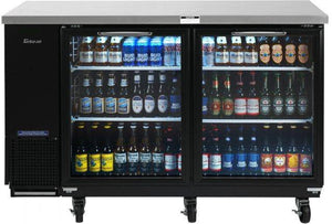 Turbo Air - 61" Narrow Back Bar Cooler with 2 Black Glass Doors - TBB-24-60SGD-N