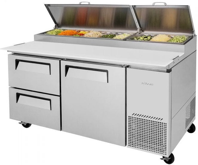 Turbo Air - 67" Pizza Prep Table with 1 Door and 2 Drawers - TPR-67SD-D2-N