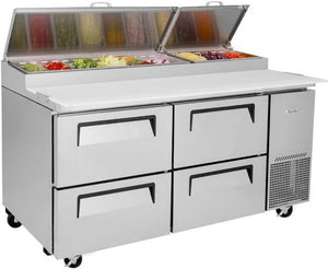 Turbo Air - 67" Pizza Prep Table with 4 Drawers - TPR-67SD-D4-N