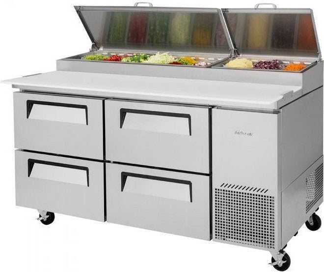 Turbo Air - 67" Pizza Prep Table with 4 Drawers - TPR-67SD-D4-N