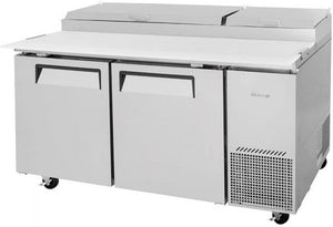 Turbo Air - 67" Super Deluxe Refrigerated Pizza Prep Table with 2 Solid Doors - TPR-67SD-N