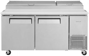 Turbo Air - 67" Super Deluxe Refrigerated Pizza Prep Table with 2 Solid Doors - TPR-67SD-N