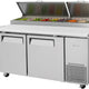 Turbo Air - 67" Super Deluxe Refrigerated Pizza Prep Table with 2 Solid Doors - TPR-67SD-N