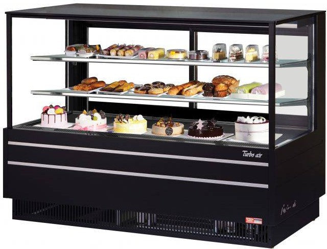 Turbo Air - 72" Black European Straight Front Flat Glass Refrigerated Bakery Display Case - TCGB-72UF-B-N