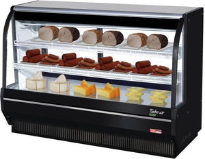 Turbo Air - 72" Black Full Service Deli Case with Curved Glass and 2 Shelves - TCDD-72H-B-N