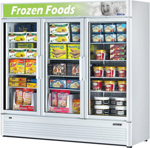 Turbo Air - 78" White 3 Swing Glass Door Merchandising Freezer - TGF-72SDW-N